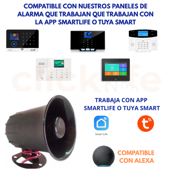 Sirena Wifi Exterior Potente 15W  Para Panel de Alarma App Smartlife o Tuya smart - Imagen 2