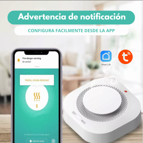 Detector De Humo Alarma Inteligente Wi-fi App Tuya Smarlife - Imagen 2