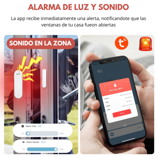 Alarma De Puerta Sensor Wifi Con Sonido Y Notificación Kit 2 - Imagen 2