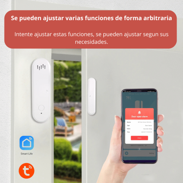Alarma De Puerta Sensor Wifi Con Sonido Y Notificación Kit 2 - Imagen 5