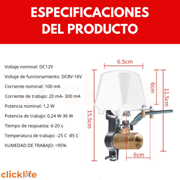 Llave Agua/gas Válvula Wifi App Smart Life - Imagen 3