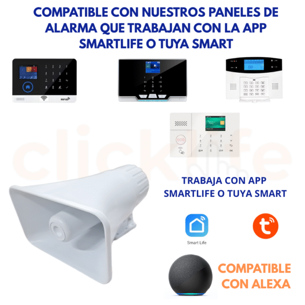 Sirena Wifi Exterior 30 Watts Control App Tuya Smart life Para Panel de Alarma - Imagen 2