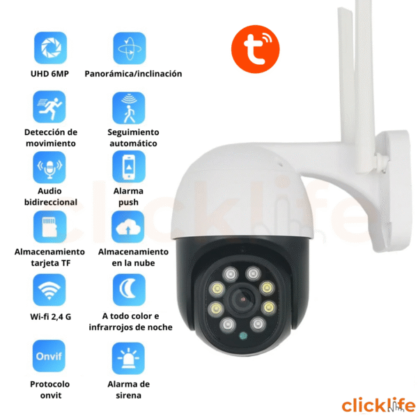 Cámara Seguridad Wifi Ptz 6mp Exterior 360 Alarma Zoom Tuya - Imagen 9