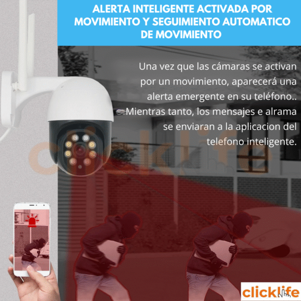 Cámara Seguridad Wifi Ptz 6mp Exterior 360 Alarma Zoom Tuya - Imagen 7