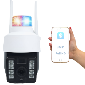 Cámara Sirena Luz Estrobo Exterior Interior Wifi Ptz