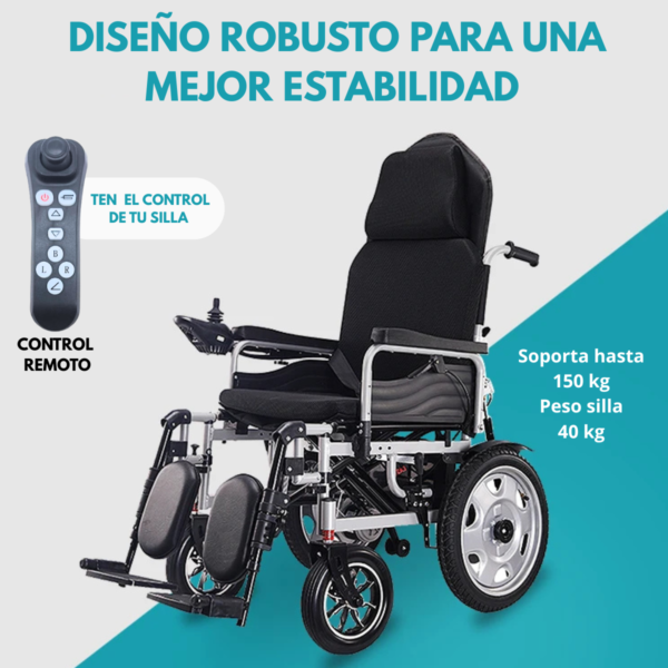 Silla De Ruedas Eléctrica Reclinable 4 Ruedas Control Remoto - Imagen 9