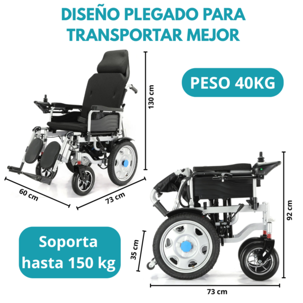Silla De Ruedas Eléctrica Reclinable 4 Ruedas Control Remoto - Imagen 8