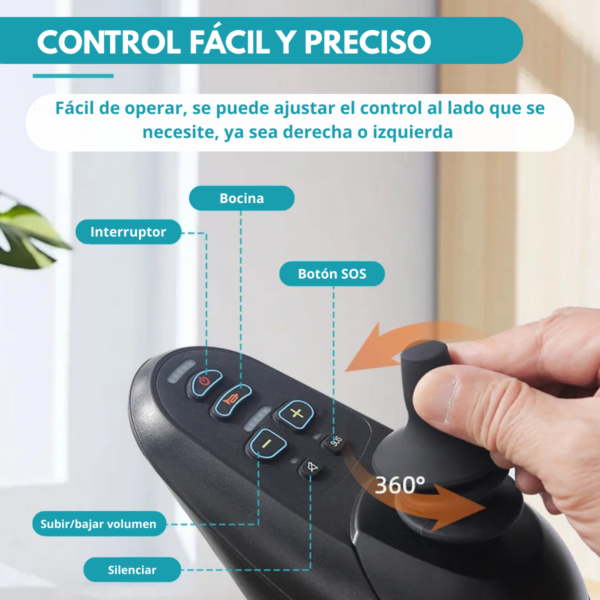 Silla De Ruedas Eléctrica Reclinable 4 Ruedas Control Remoto - Imagen 5