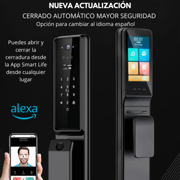 Cerradura Wifi Exterior Compatible con Alexa 6 Modos Reconocimiento Facial Cerrojo 8 Pasadores Máxima Seguridad - Imagen 4