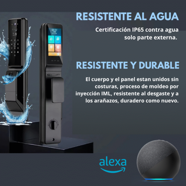 Cerradura Wifi Exterior Compatible con Alexa 6 Modos Reconocimiento Facial Cerrojo 8 Pasadores Máxima Seguridad - Imagen 5