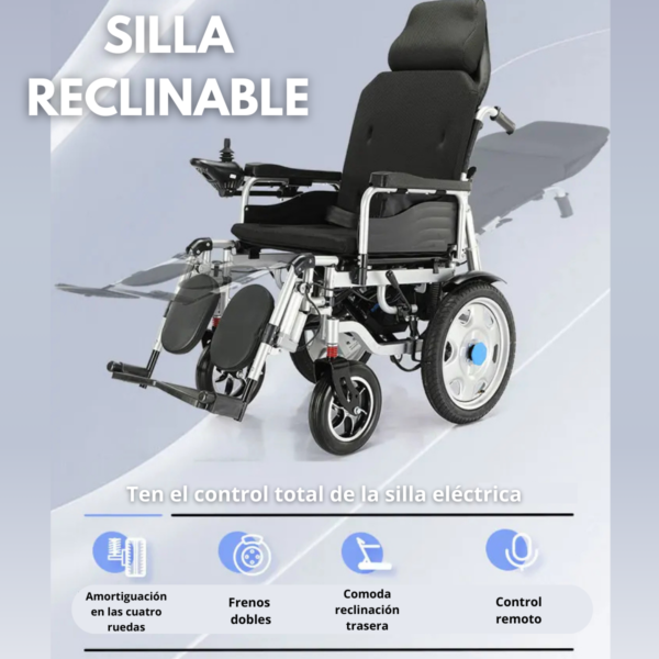 Silla De Ruedas Eléctrica Reclinable 4 Ruedas Control Remoto - Imagen 2
