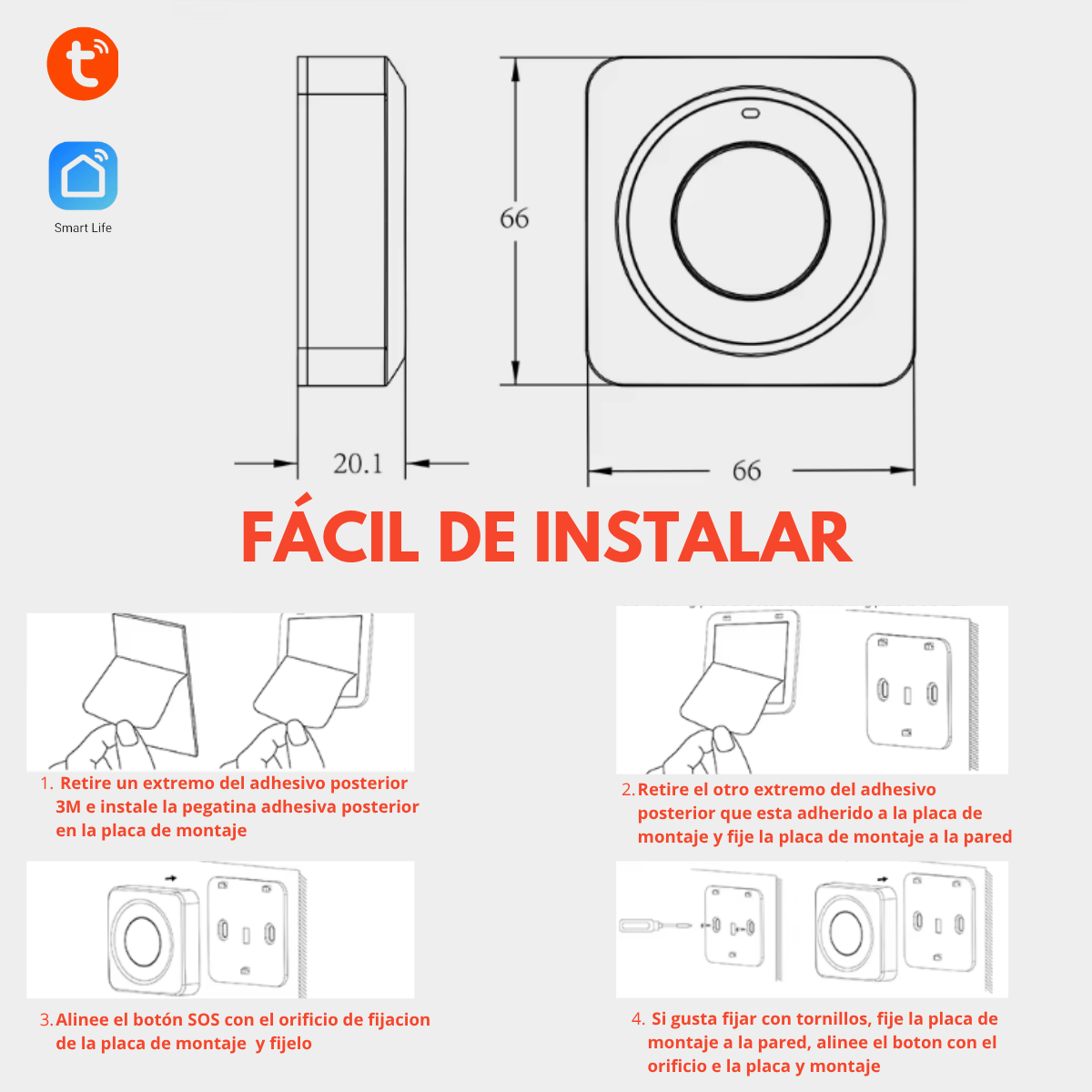 Botón de Pánico Sos Wifi Inalámbrico Sistema de Alarma - Imagen 3