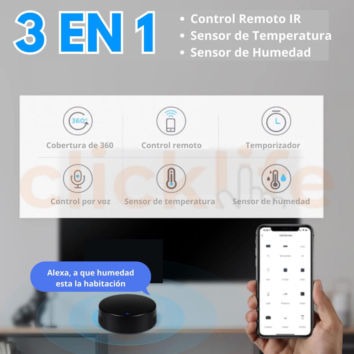 Control Remoto Ir Universal Wifi Temperatura Y Humedad Alexa Y Google - Imagen 3