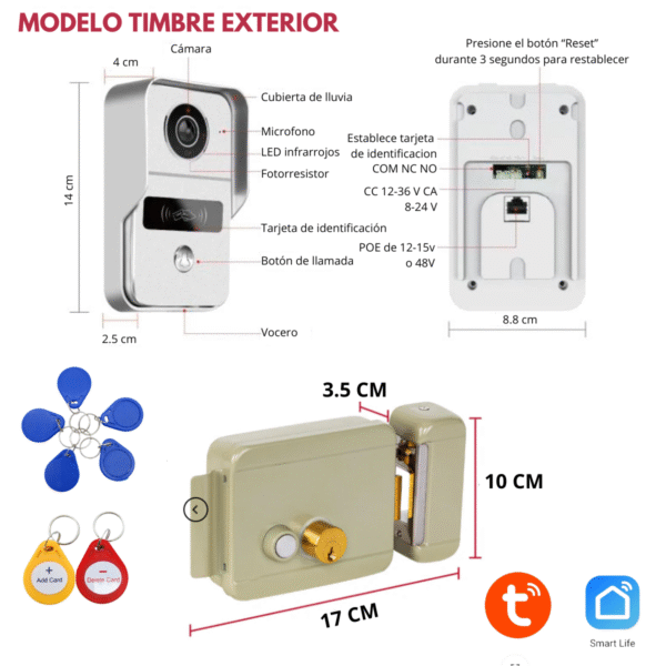 Timbre Video Portero Monitor Ip Touch 10 Pulgadas Chapa Wifi Izquierda o Derecha - Imagen 5