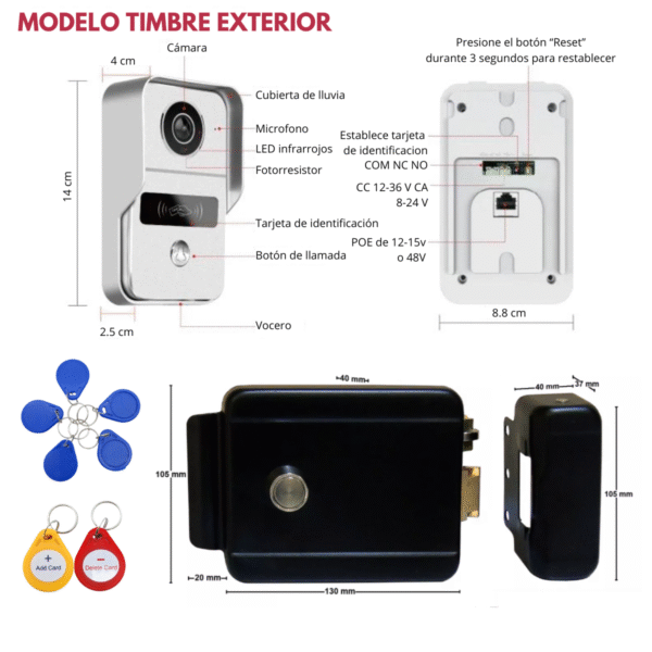 Timbre Video Portero Monitor Ip Touch 10 Pulgadas Chapa Wifi Izquierda o Derecha - Imagen 6