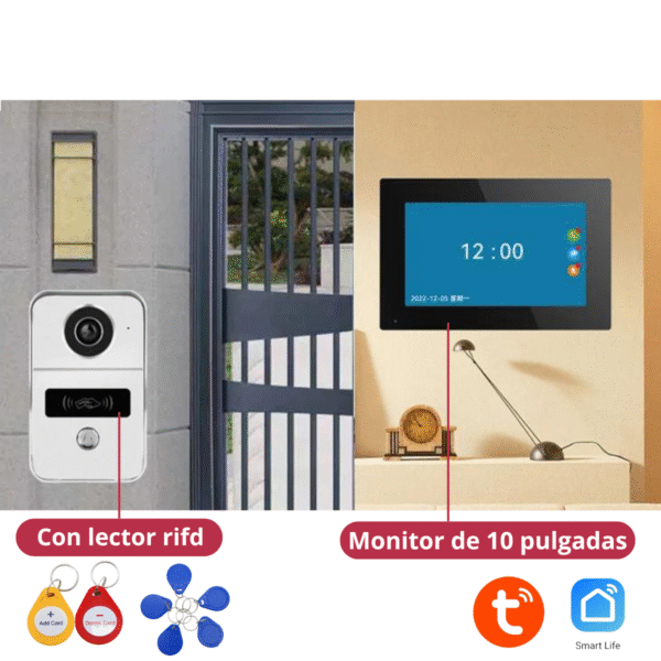 Timbre Video Portero Monitor Ip Touch 10 Pulgadas Chapa Wifi Izquierda o Derecha - Imagen 2