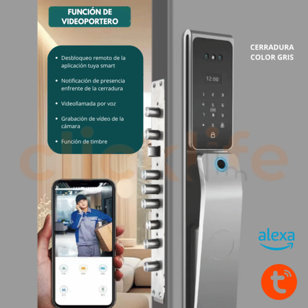 Cerradura Inteligente Impermeable IP65 Alexa 6 Modos de Apertura Con Reconocimiento Facial, Huella Dactilar Cerrojo Máxima Seguridad - Imagen 9