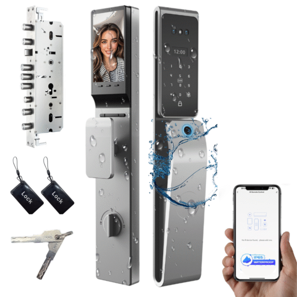 Cerradura Inteligente Impermeable IP65 Alexa 6 Modos de Apertura Con Reconocimiento Facial, Huella Dactilar Cerrojo Máxima Seguridad
