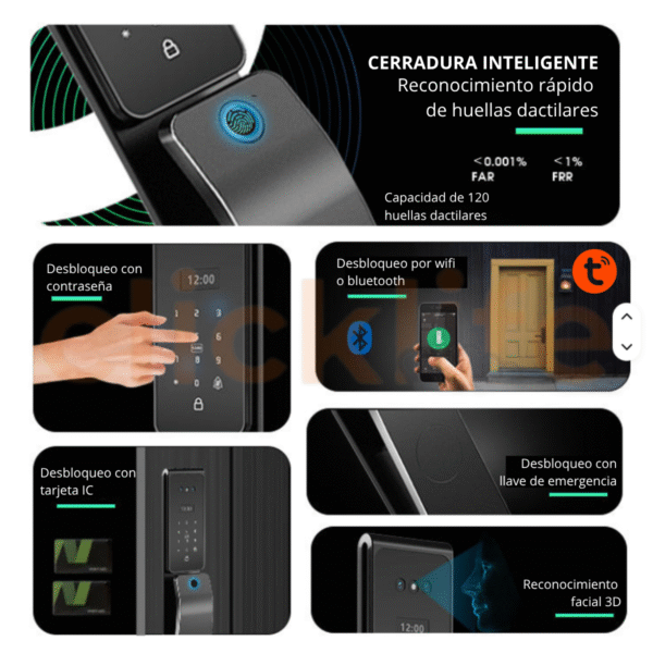Cerradura Inteligente Impermeable IP65 Alexa 6 Modos de Apertura Con Reconocimiento Facial, Huella Dactilar - Imagen 8
