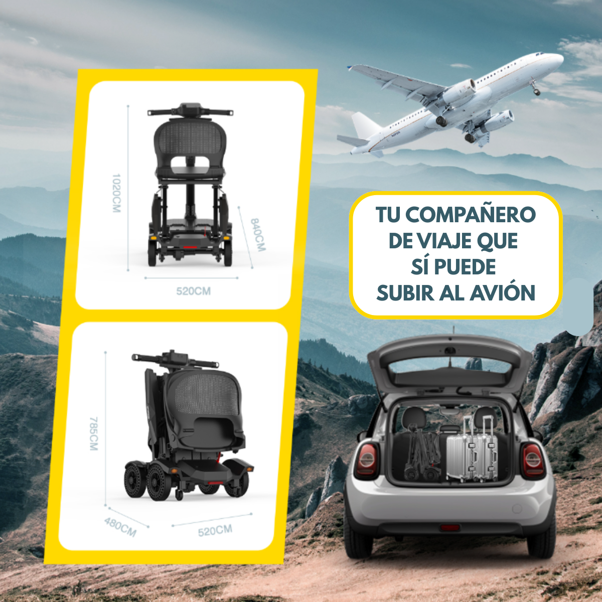 Silla Scooter Plegable Eléctrico Plegable Con Control Remoto Tablero Digital - Imagen 3