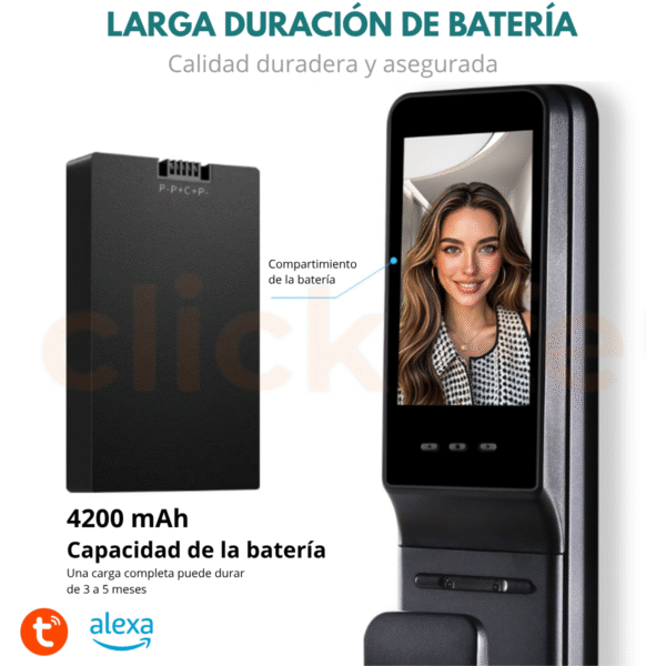 Cerradura Inteligente Impermeable IP65 Alexa 6 Modos de Apertura Con Reconocimiento Facial, Huella Dactilar - Imagen 7
