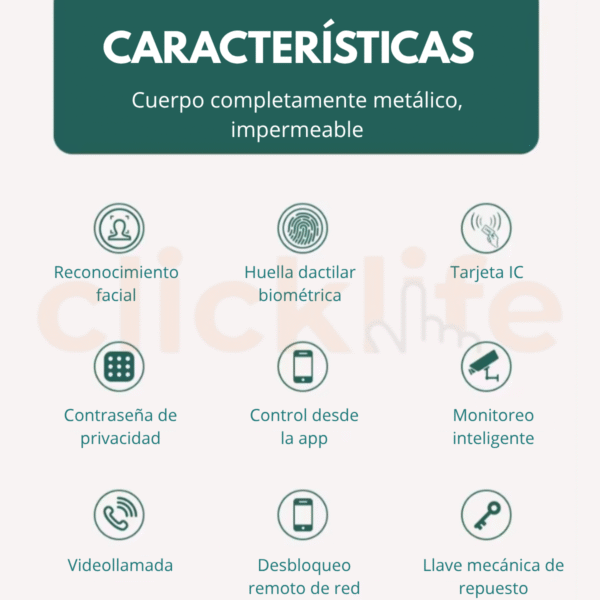Cerradura Inteligente Impermeable IP65 Alexa 6 Modos de Apertura Con Reconocimiento Facial, Huella Dactilar - Imagen 5