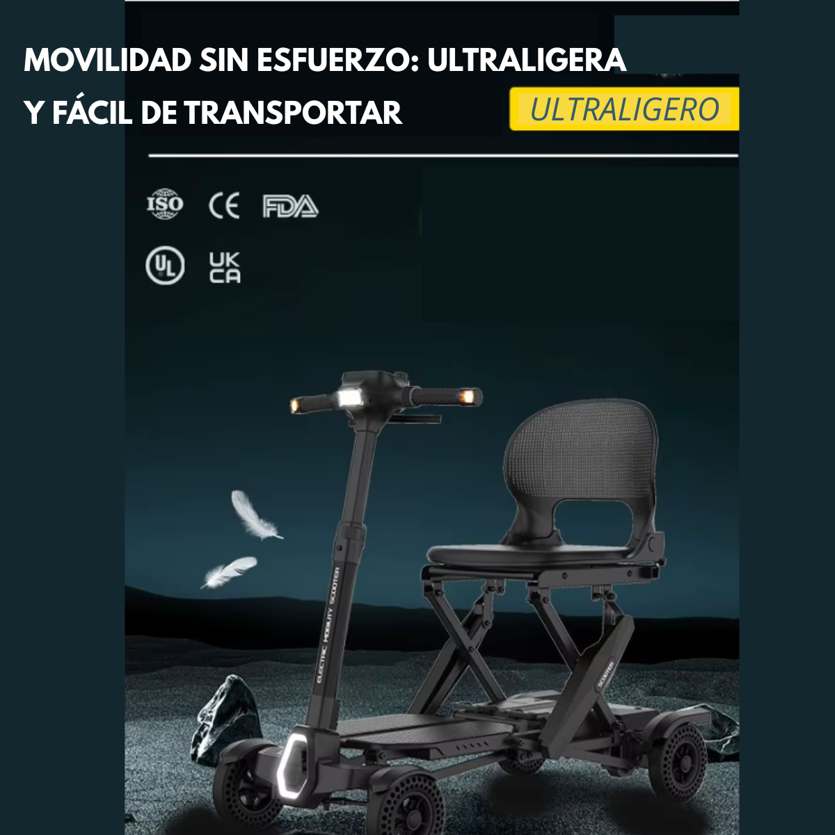 Silla Scooter Plegable Eléctrico Plegable Con Control Remoto Tablero Digital - Imagen 5