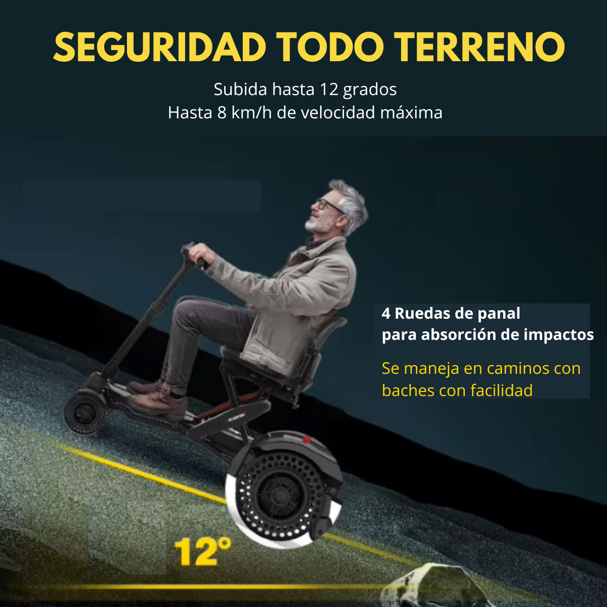 Silla Scooter Plegable Eléctrico Plegable Con Control Remoto Tablero Digital - Imagen 9