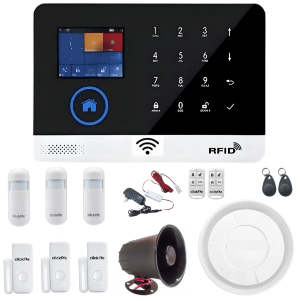 Alarma Wifi Kit 6 Sensores Doble Sirena Cableado de 4 Metros Casa Negocio Inalámbrica