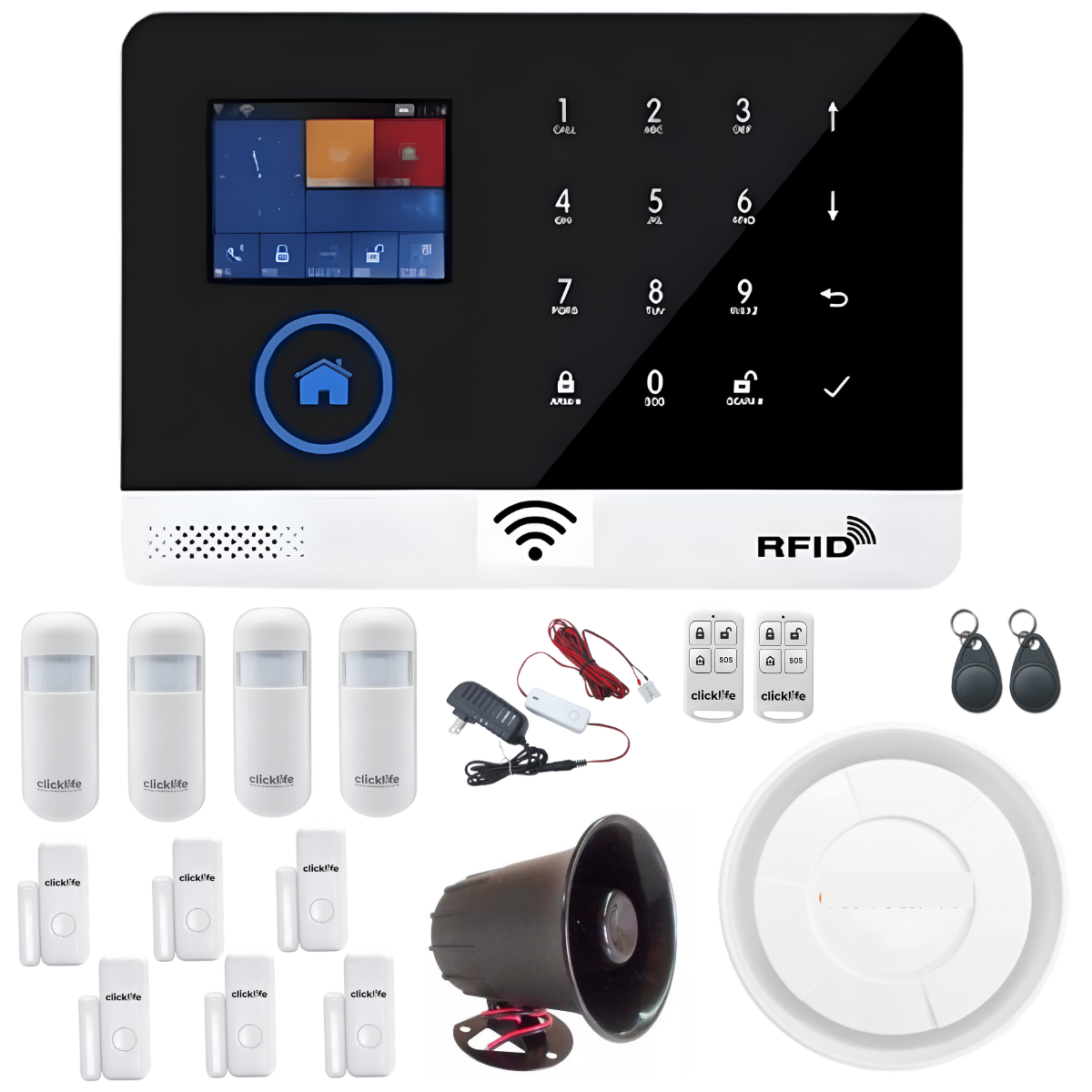 Alarma Wifi Kit 10 Sensores Doble Sirena Cableado de 4 Metros Casa Negocio Inalámbrica
