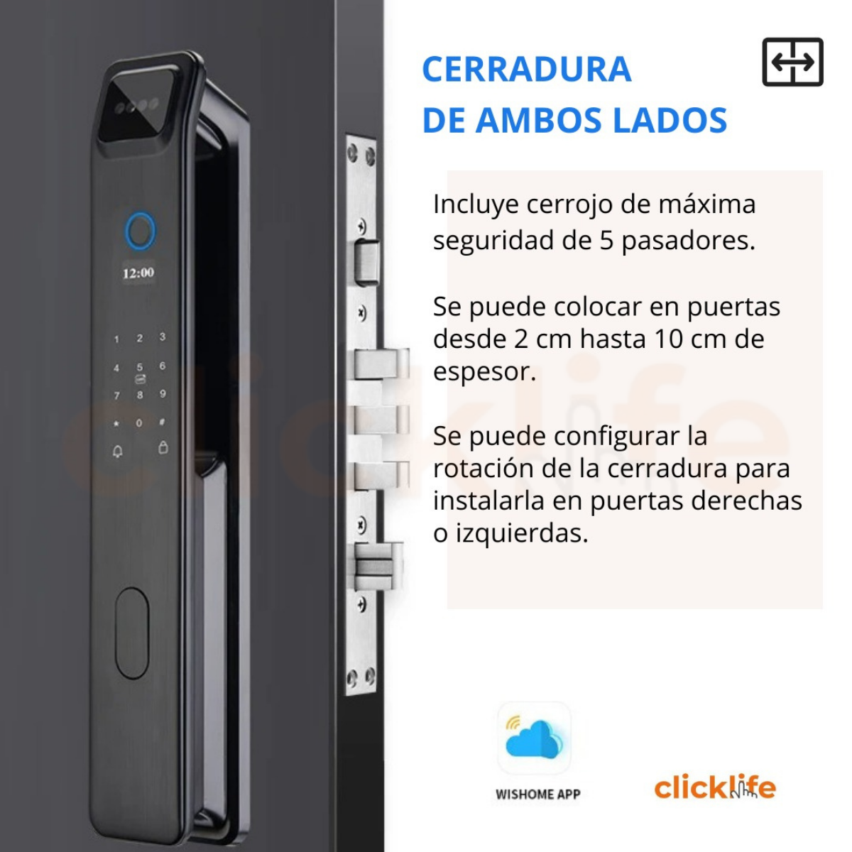 Cerradura Inteligente Wifi Digital Reconocimiento Facial App Wishome - Imagen 3