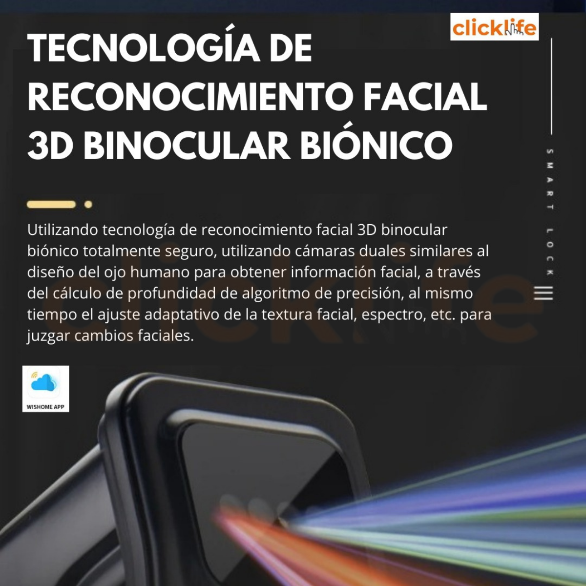 Cerradura Inteligente Wifi Digital Reconocimiento Facial App Wishome - Imagen 6