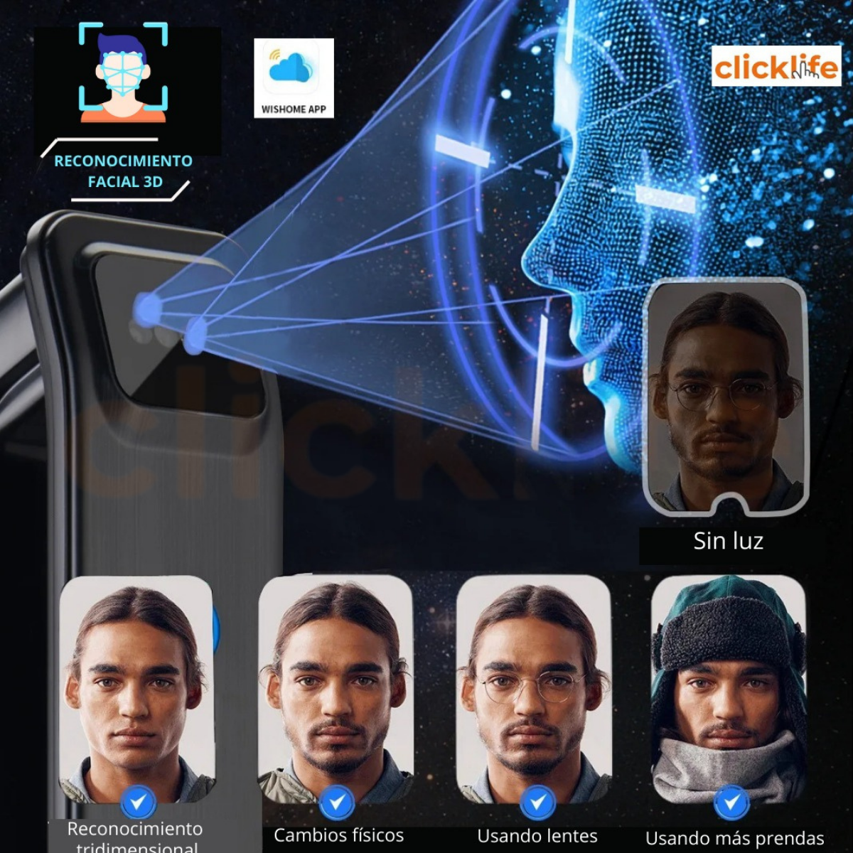 Cerradura Inteligente Wifi Digital Reconocimiento Facial App Wishome - Imagen 8